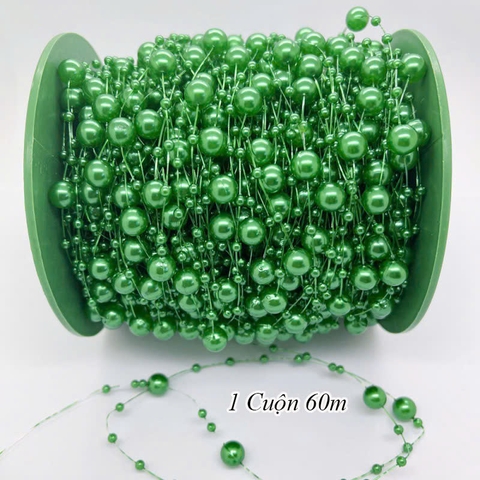 Cuộn 60m ngọc trai mix size XANH LÁ TP