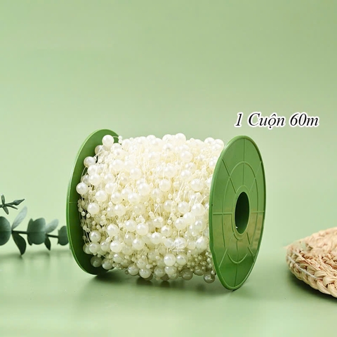 Cuộn 60m ngọc trai mix size TRẮNG SỮA TP
