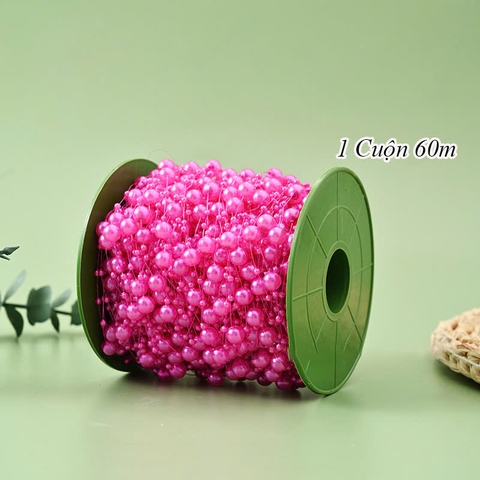 Cuộn 60m ngọc trai mix size HỒNG ĐẬM TP