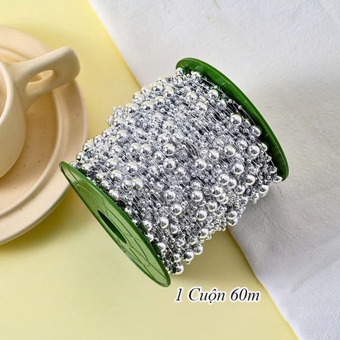 Cuộn 60m ngọc trai mix size  Bạc TP