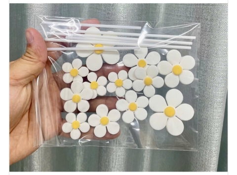 Set 12 hoa anh đào đất set Trắng
