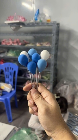 Set 7 Quả Bóng Bay Trắng Xanh Dương
