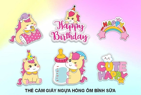 SCG-Set Cắm Ngựa Hồng Ôm Bình Sữa TP