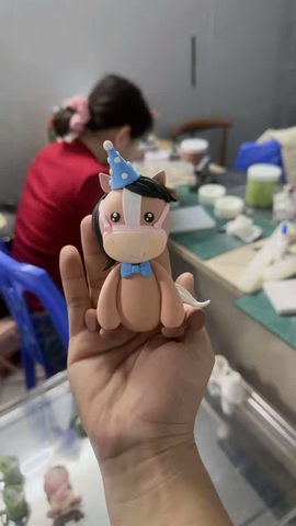 Tượng Ngựa Đất Set Bé Trai Mũ Xanh
