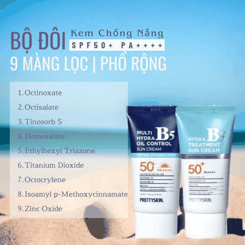 Kem chống nắng nâng tone Prettyskin Multi Hydra B5 Treatment Sun Cream dành cho da dầu mụn SPF50+ 50ml