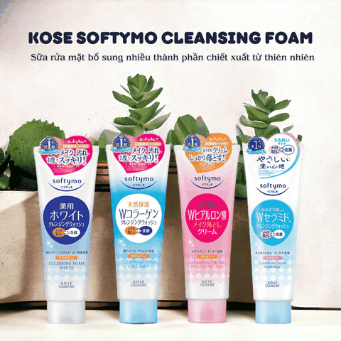 Sữa rửa mặt Kose Softymo Cleansing Foam Nhật Bản sạch sâu cấp ẩm cho da khô da dầu mụn 190g 60g