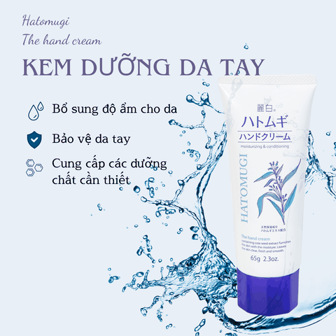 Kem dưỡng da tay Hatomugi Hand Cream dưỡng ẩm làm mềm da tay chiết xuất hạt ý dĩ Nhật Bản 65g