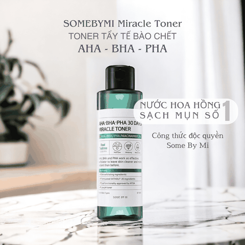 Nước Hoa Hồng Some By Mi làm sạch da dầu mụn trong 30 ngày AHA BHA PHA 30 Days Miracle Toner 150ml (HSD: 26/07/2025)