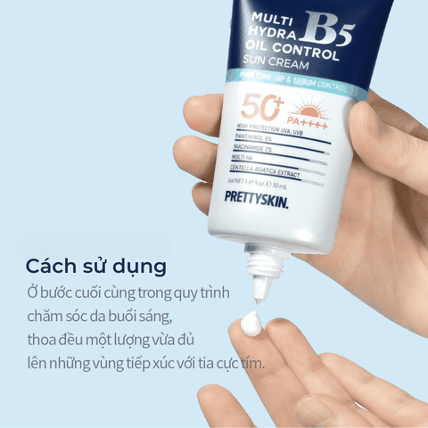 Kem chống nắng nâng tone Prettyskin Multi Hydra B5 Treatment Sun Cream dành cho da dầu mụn SPF50+ 50ml
