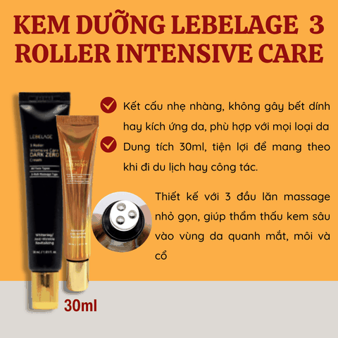 Kem dưỡng Lebelage 3 Roller Intensive Care giảm nhăn nâng cơ và dưỡng sáng da hiệu quả 30ml Hàn Quốc chính hãng