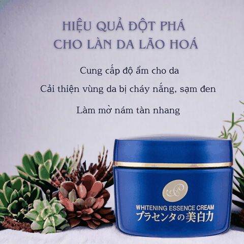 Kem dưỡng ẩm trắng da Meishoku Placewhiter Essence Cream dưỡng trắng da từ nhau thai và hạt ý dĩ 55g Nhật Bản