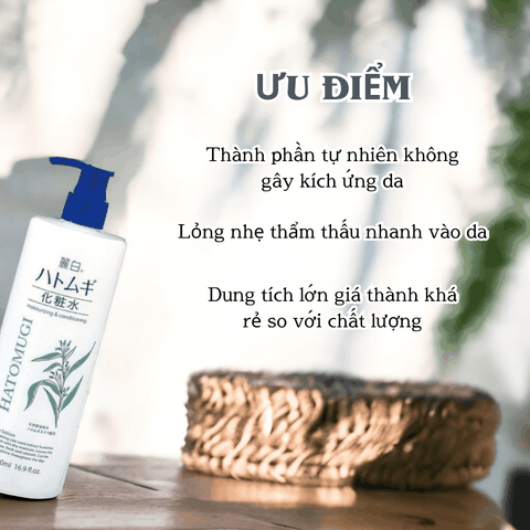 Toner Hatomugi Reihaku Lotion nước hoa hồng ý nhĩ dưỡng ẩm làm trắng da Nhật Bản 500ml