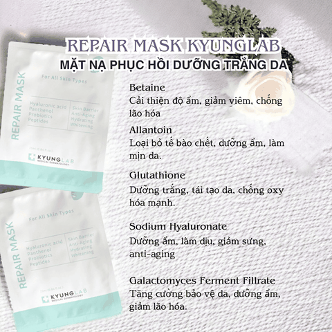 Mặt nạ KyungLab Repair và Retinol Peptide Mask cấp ẩm mờ thâm dưỡng trắng phục hồi và tái tạo da 25ml