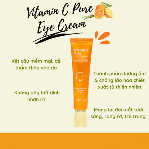 Kem mắt Lebelage Vitamin C Pure Eye Cream giảm thâm giảm vết nhăn vùng mắt bọng mắt hiệu quả 40ml Hàn Quốc