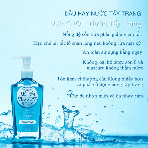 Nước tẩy trang Dầu tẩy trang Kose Softymo Cleansing sạch sâu dịu nhẹ an toàn cho mọi loại da Nhật Bản