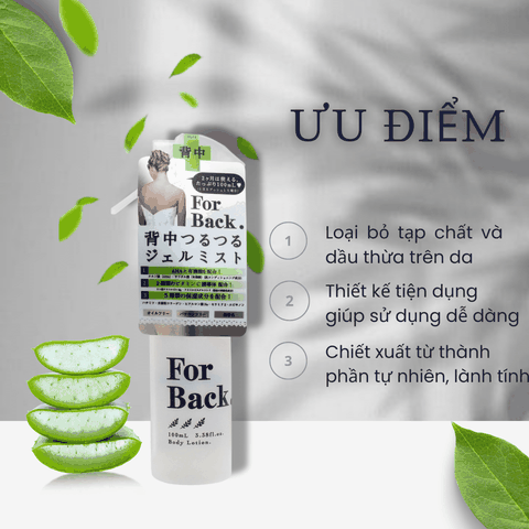 Xịt mụn lưng Pelican For Back Gel Mist giảm mụn thâm dưỡng trắng sáng sạch sâu tẩy da chết Nhật Bản 100ml