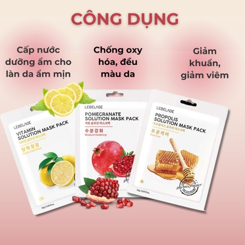 Mặt nạ Hàn Quốc Lebelage Solution Mask Pack 2.5g cấp ẩm trắng da chống lão hoá giảm mụn (HSD: 01/10/2025)