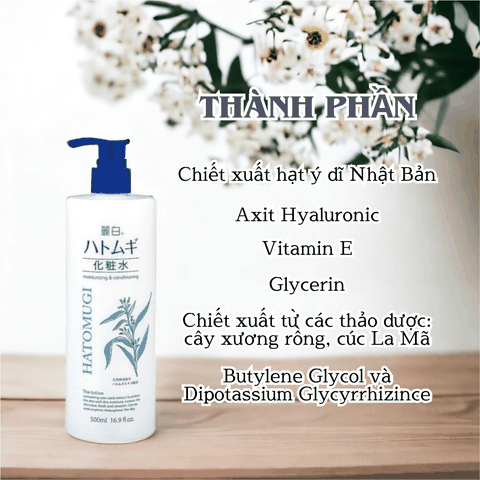 Toner Hatomugi Reihaku Lotion nước hoa hồng ý nhĩ dưỡng ẩm làm trắng da Nhật Bản 500ml