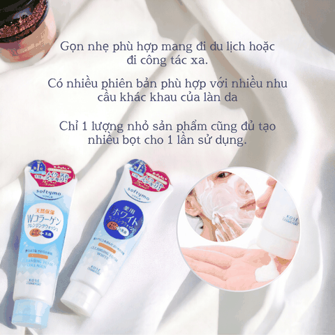 Sữa rửa mặt Kose Softymo Cleansing Foam Nhật Bản sạch sâu cấp ẩm cho da khô da dầu mụn 190g 60g
