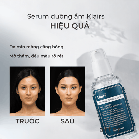Serum dưỡng ẩm Klairs Rich Moist Soothing cấp ẩm phục hồi ngăn ngừa lão hoá da Hàn Quốc 80ml 
