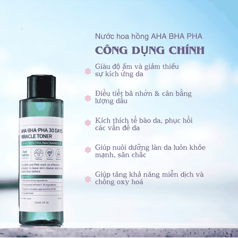 Nước Hoa Hồng Some By Mi làm sạch da dầu mụn trong 30 ngày AHA BHA PHA 30 Days Miracle Toner 150ml (HSD: 26/07/2025)
