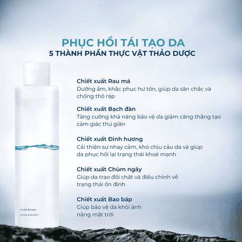 Nước hoa hồng Meishoku Repair & Balance Lotion cấp ẩm cân bằng da cho da nhạy cảm Nhật Bản 195ml