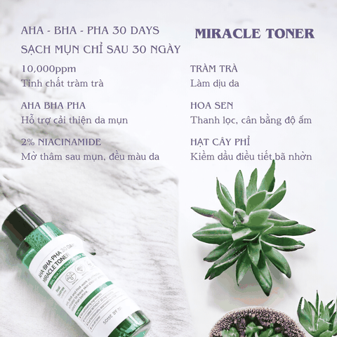 Nước Hoa Hồng Some By Mi làm sạch da dầu mụn trong 30 ngày AHA BHA PHA 30 Days Miracle Toner 150ml (HSD: 26/07/2025)