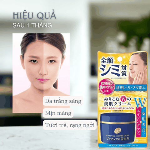 Kem dưỡng ẩm trắng da Meishoku Placewhiter Essence Cream dưỡng trắng da từ nhau thai và hạt ý dĩ 55g Nhật Bản