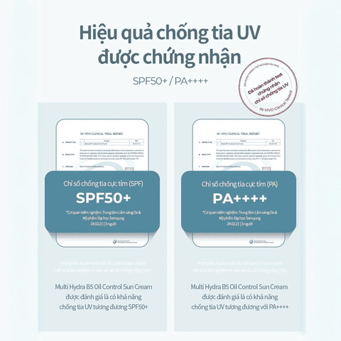 Kem chống nắng nâng tone Prettyskin Multi Hydra B5 Treatment Sun Cream dành cho da dầu mụn SPF50+ 50ml