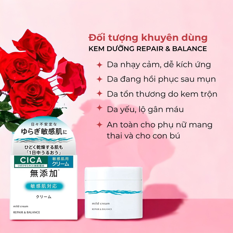 Kem dưỡng Meishoku Repair & Balance Cream dưỡng ẩm da dịu nhẹ cho da nhạy cảm Nhật Bản 45g