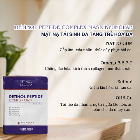 Mặt nạ KyungLab Repair và Retinol Peptide Mask cấp ẩm mờ thâm dưỡng trắng phục hồi và tái tạo da 25ml