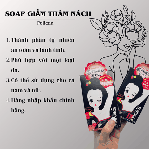 Xà phòng Pelican For Back Cleansing Soap giúp giảm thâm nách ngừa mụn từ đá than Nhật Bản chính hãng 80g