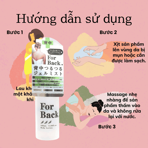 Xịt mụn lưng Pelican For Back Gel Mist giảm mụn thâm dưỡng trắng sáng sạch sâu tẩy da chết Nhật Bản 100ml