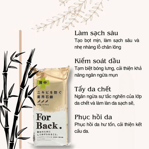 Xà phòng ngừa mụn lưng Pelican For Back Medicated Soap Bar giảm mụn lưng tắm trắng da chuẩn Nhật Bản 135g