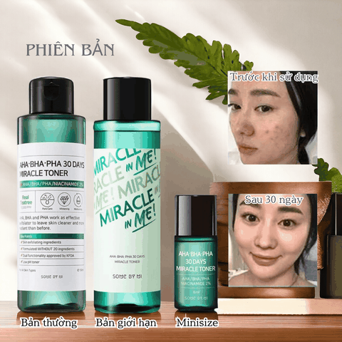 Nước Hoa Hồng Some By Mi làm sạch da dầu mụn trong 30 ngày AHA BHA PHA 30 Days Miracle Toner 150ml (HSD: 26/07/2025)