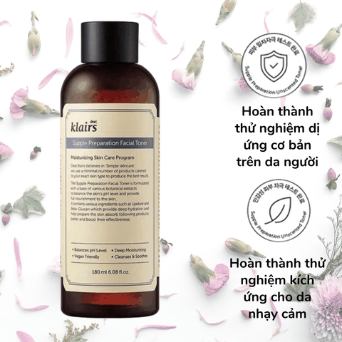 Toner Klairs nước hoa hồng Dear Klairs cấp ẩm cân bằng da không mùi và có mùi 180ml Hàn Quốc