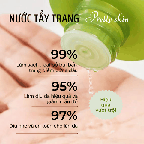 Nước tẩy trang Prettyskin tẩy trang rau má dịu nhẹ sạch sâu và B5 phục hồi da Pretty Skin Hàn Quốc 500ml