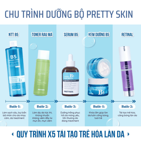 Nước tẩy trang Prettyskin tẩy trang rau má dịu nhẹ sạch sâu và B5 phục hồi da Pretty Skin Hàn Quốc 500ml