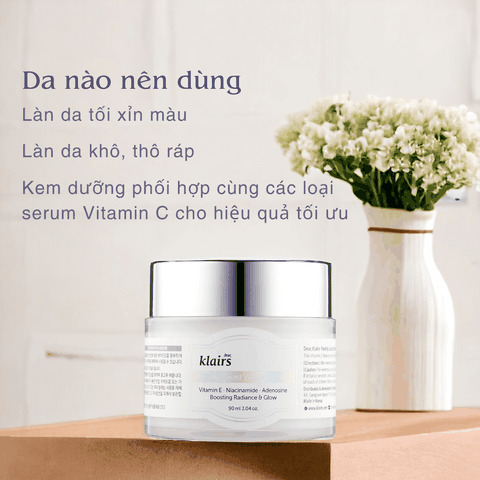 Kem dưỡng Dear Klairs Freshly Juiced Vitamin E Cream dưỡng ẩm trắng da mặt Dear Klairs Hàn Quốc 90ml (HSD: 19/07/2025)