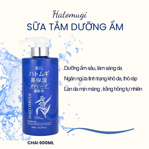Sữa tắm trắng da Hatomugi Body Wash trắng da toàn thân thơm lâu chiết xuất ý dĩ cho nam nữ Nhật Bản