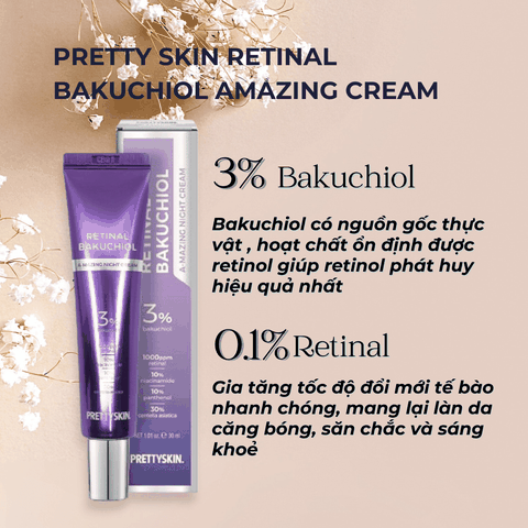 Kem dưỡng PrettySkin Retinal BakuChiol Night Cream tái tạo phục hồi trẻ hóa da Pretty Skin Retinol Hàn Quốc