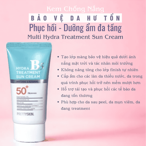 Kem chống nắng nâng tone Prettyskin Multi Hydra B5 Treatment Sun Cream dành cho da dầu mụn SPF50+ 50ml