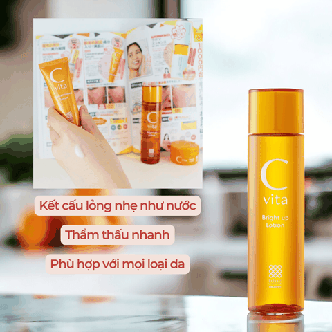 Vitamin C Serum và Lotion Meishoku C Vita dưỡng trắng da dưỡng ẩm tự nhiên từ cam Yuzu Nhật Bản