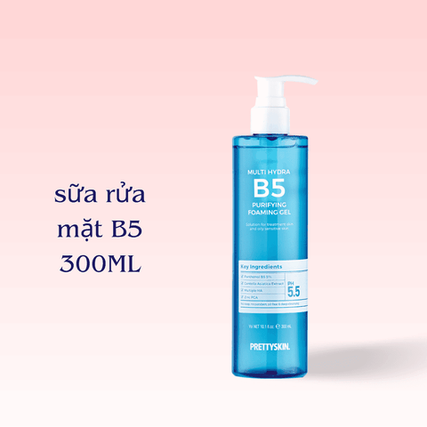 Sữa rửa mặt PrettySkin rau má Jeju Centela, Multi Hydra B5 phục hồi da cấp ẩm làm sạch sâu da dầu mụn khô treatment