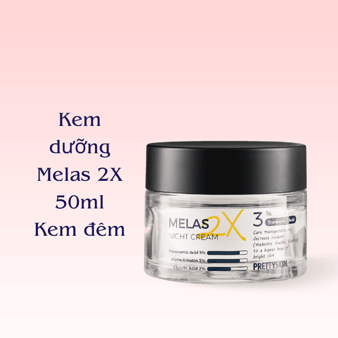 Kem dưỡng trắng mờ thâm nám Melas 2X Day & Night Cream PrettySkin giúp làn da trắng sáng giảm thâm nám 50ml