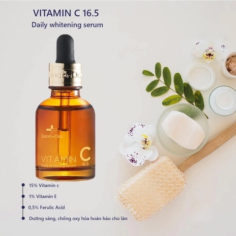 Serum Vitamin C cho da dầu mụn Goodndoc dưỡng trắng da căng bóng (HSD: 06/07/2025)