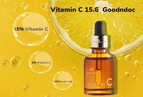 Serum Vitamin C cho da dầu mụn Goodndoc dưỡng trắng da căng bóng (HSD: 06/07/2025)