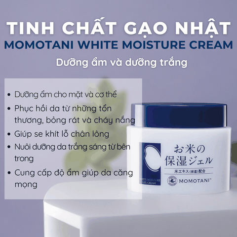 Kem dưỡng trắng Momotani White Moisture Gel Cream cho mặt và cơ thể Nhật Bản 230G 20G