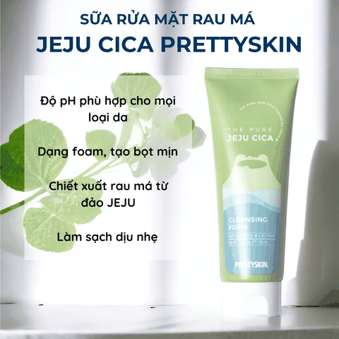 Sữa rửa mặt PrettySkin rau má Jeju Centela, Multi Hydra B5 phục hồi da cấp ẩm làm sạch sâu da dầu mụn khô treatment