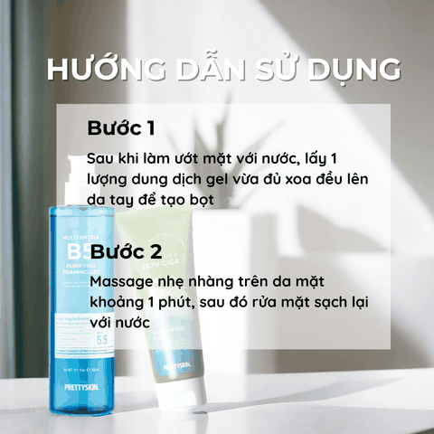 Sữa rửa mặt PrettySkin rau má Jeju Centela, Multi Hydra B5 phục hồi da cấp ẩm làm sạch sâu da dầu mụn khô treatment